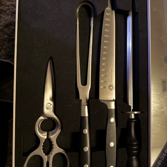 Precision Stainless Steel Carving Set with Black Handles